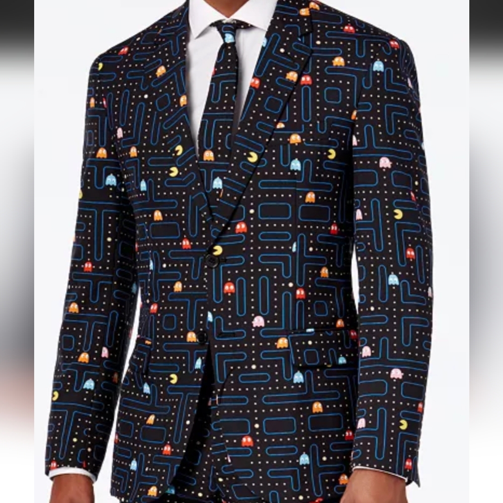 OPPO Black Patterned Men's Suit